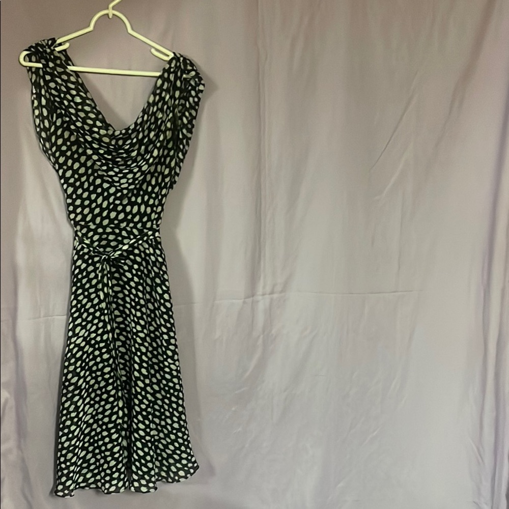 Stylish Black and White Patterned Midi Dress
